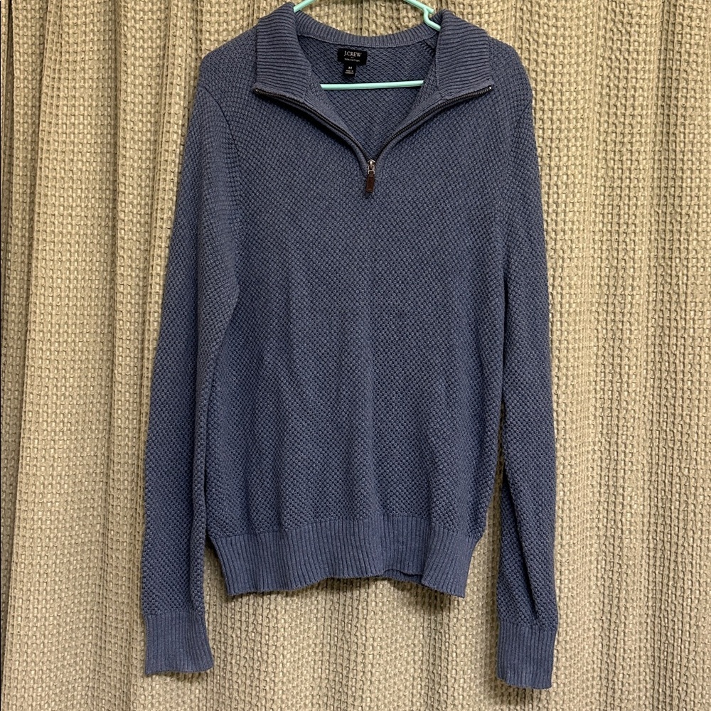 J.Crew Blue Cotton Zip Sweater - Stylish & Cozy